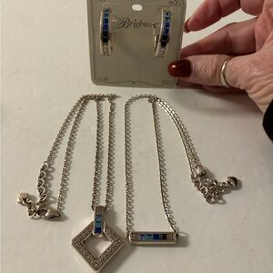 Brighton Silver and Blue Necklace Set